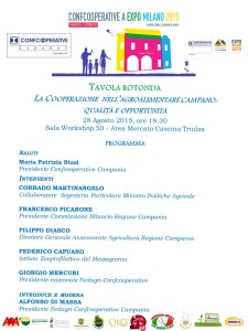Programma Tavola Rotonda Fedagri Campania 28 agosto - Expo Milano